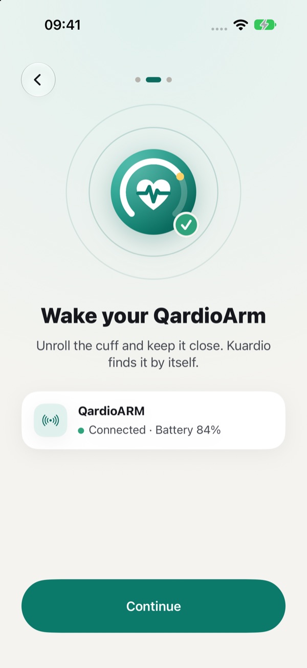 Kuardio connecting to a QardioArm cuff